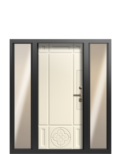 Дверь в коттедж TermoWood с фрамугами, Decoline “Греческий платан”, Collori Слоновая кость