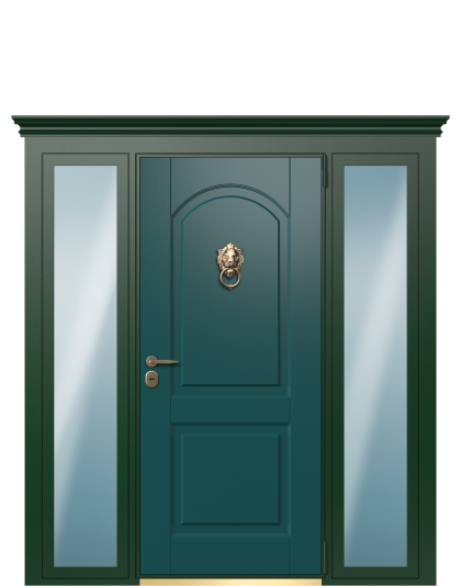 Дверь в коттедж TermoWood с фрамугами, Collori “Зеленое сукно”, Collori RAL 9005