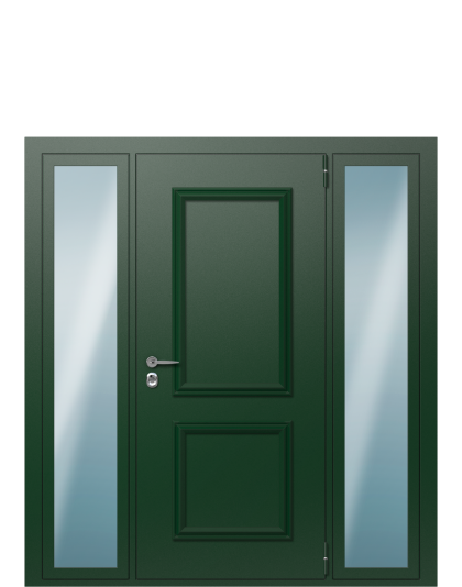 Дверь в коттедж TermoPlus с багетом, Patina, Collori RAL 9005