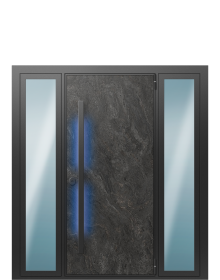 Дверь TermoWood Темный мрамор, Бетон светлый вид снаружи
