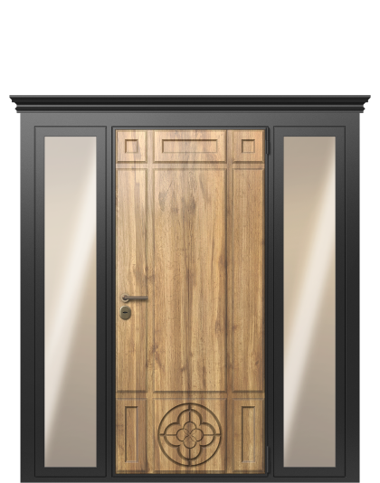 Дверь в коттедж TermoWood с фрамугами, Decoline “Греческий платан”, Collori Слоновая кость