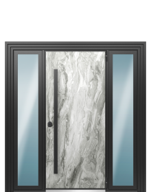 Дверь TermoWood Terma Белый мрамор, Terma Темный мрамор вид снаружи