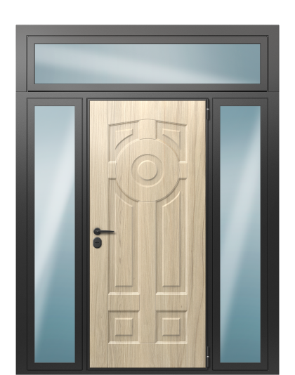 Дверь в коттедж TermoWood с боковыми и верхней фрамугами