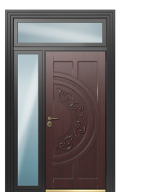 Дверь TermoWood Woodline Темно-красный, Collori RAL 1019 вид снаружи