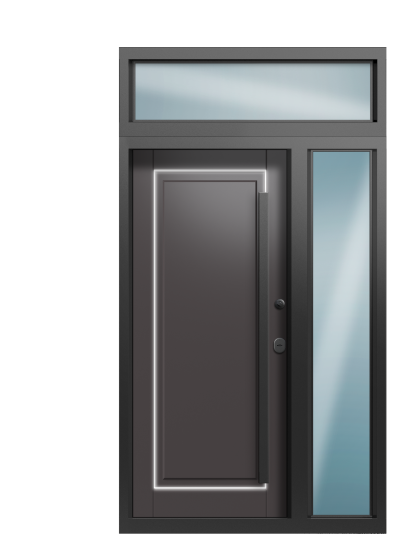 Входная дверь в коттедж с подсветкой TermoWood Черный гранит, RAL 8019