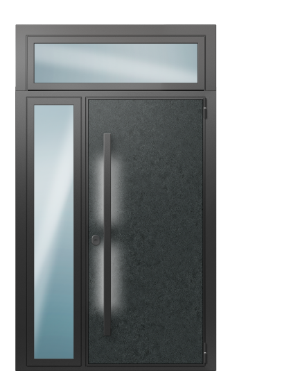 Входная дверь в коттедж с подсветкой TermoWood Черный гранит, RAL 8019