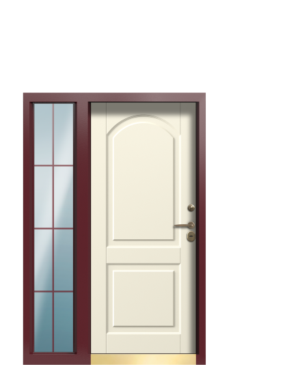 Дверь в коттедж TermoWood с боковой фрамугой, Collori RAL 3031, Collori Слоновая кость