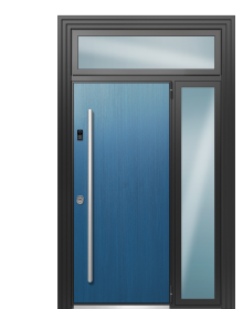 Дверь TermoWood Woodline Темно-синий, Woodline Белая эмаль вид снаружи