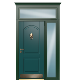 Дверь TermoWood Collori Зеленое сукно, Decoline Греческий платан вид снаружи